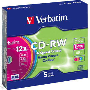 Pyta CD-RW VERBATIM 700MB Color slim (5szt)