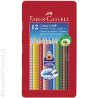 Kredki oówkowe FABER CASTELL Grip 2001, trójktne (12kol) metalowe opak