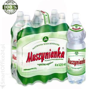 Woda mineralna MUSZYNIANKA 1, 5L wysokomineralizowana (6szt) (zielone etykiety)