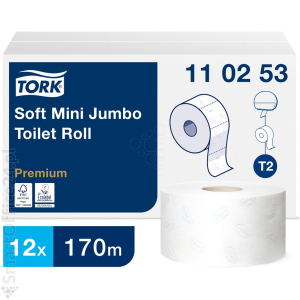 Papier toaletowy TORK T2 Mini Jumbo, biay, 2W, 170m (12 rolek)