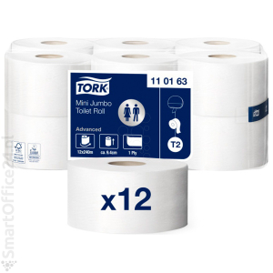 Papier toaletowy TORK T2 Mini Jumbo, biay, 1W, 240m (12 rolek)