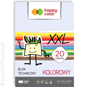 Blok techniczny HAPPY COLOR XXL A4/20k, 170g, kolorowy