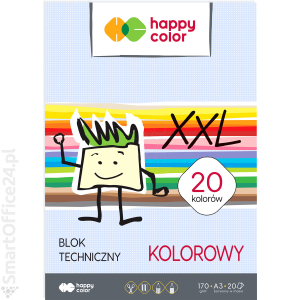 Blok techniczny HAPPY COLOR XXL A3/20k, 170g, kolorowy