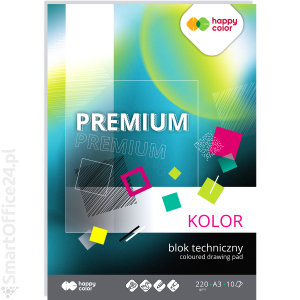 Blok techniczny HAPPY COLOR PREMIUM A3/10k, 220g, kolorowy