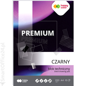 Blok techniczny HAPPY COLOR PREMIUM A4/10k, 220g, czarny