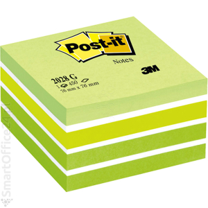 Karteczki 3M Post-it Kostka zielono-biaa 76x76mm, 450 karteczek