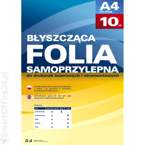 Folia samoprzylepna ARGO do drukarek laserowych A4, przezroczysta (10ark)