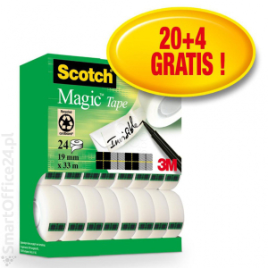 Tama klejca 3M Scotch Magic 19mm x 33m 20 sztuk +4 rolki gratis