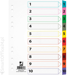 Przekadki kartonowe Q-CONNECT Mylar, A4, 1-10, laminowane indeksy