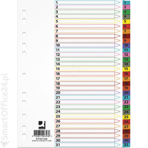 Przekadki kartonowe Q-CONNECT Mylar, A4, 1-31, laminowane indeksy