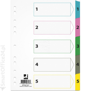 Przekadki kartonowe Q-CONNECT Mylar, A4, 1-5, laminowane indeksy